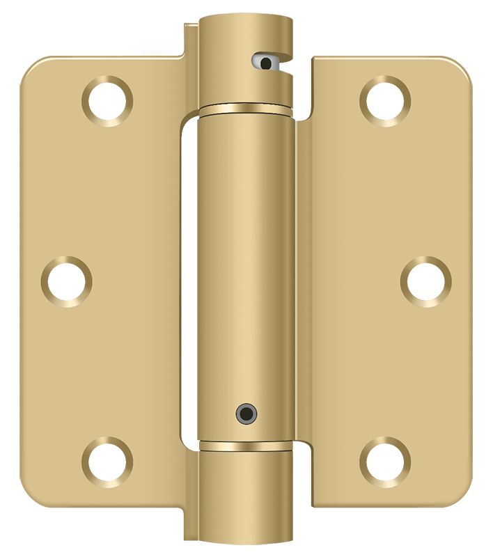 Deltana DSH35R44 3.5″ Brushed Brass Spring Hinge, 1/4″ Thickness