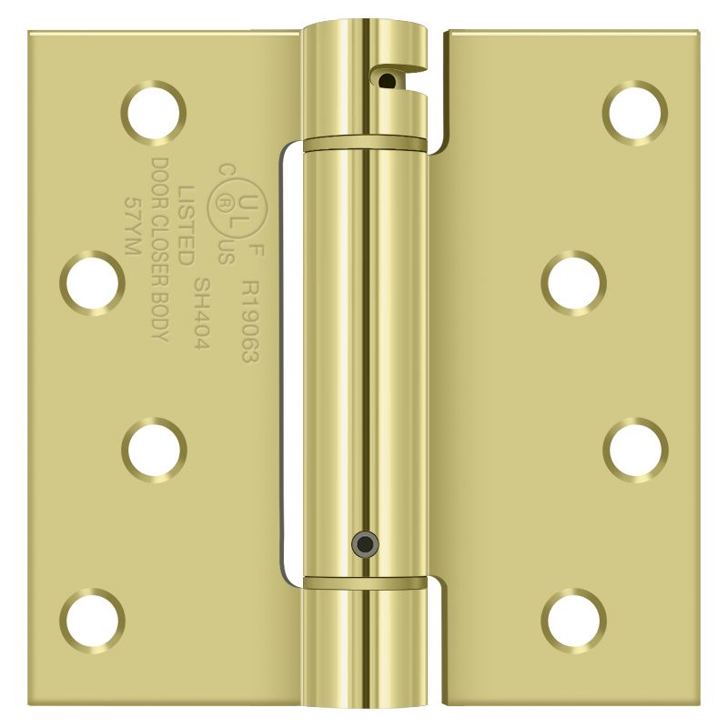 Deltana DSH44U3 4″ x 4″ UL Listed Spring Hinge, Polished Brass