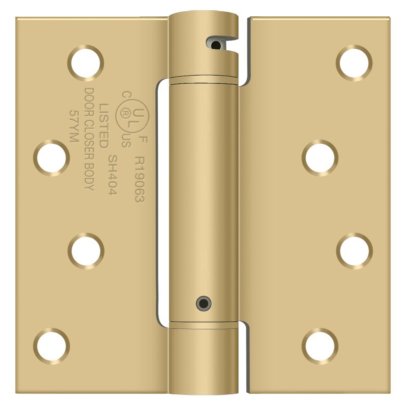 Deltana DSH44U4 4″ x 4″ UL Listed Spring Hinge, Brushed Brass