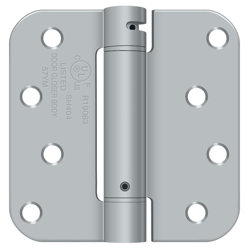 Deltana DSH4R526D 4″ x 4″ x 5/8″ UL Listed Spring Hinge, Brushed Chrome