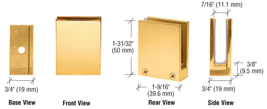 CRL EH14 Brass Face Plate Clamp for 1/4″ – 3/8″ Glass