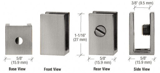 CRL EH31 Brushed Nickel Set Screw Clamp for 1/4″ – 5/16″ Glass