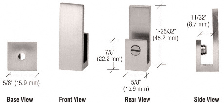 CRL EH43 Brushed Nickel “J” Set Screw Clamp for 1/4″ to 5/16″ Glass