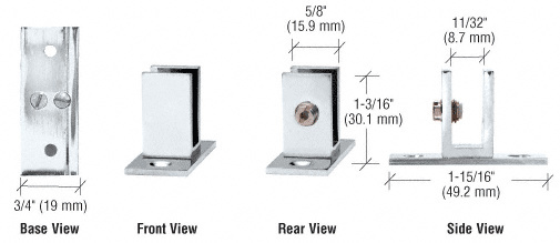CRL EH46 Chrome Short Leg Set Screw Clamp for 1/4″ to 5/16″ Glass