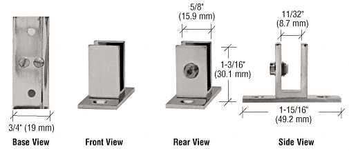 CRL EH47 Brushed Nickel Short Leg Set Screw Clamp for 1/4″ to 5/16″ Glass