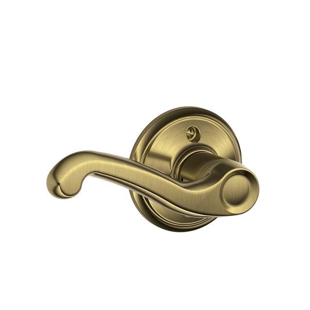 Schlage F59FLA609LH Left Hand Flair Lever Active Trim w/ 12326 Latch 10269 Strikes, Antique Brass