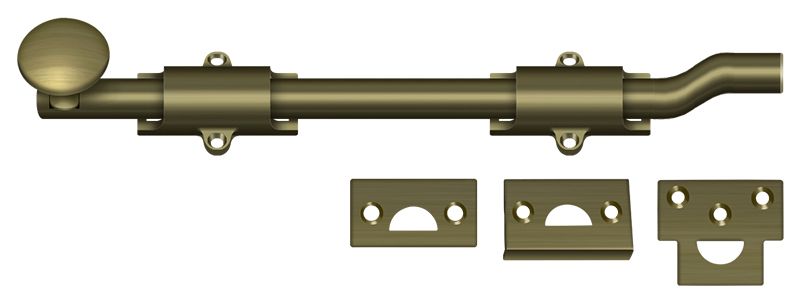 Deltana FPG105 10″ Heavy-Duty Offset Surface Bolt, Antique Brass
