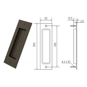 Flush Barn Door Handle 180mm Center to Center Oil Rubbed Bronze WE Preferred 77539 53 305