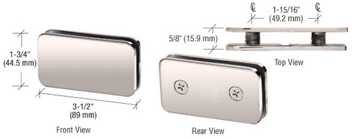 CRL GCB184PN Polished Nickel 180 Traditional Double Stud Glass Clamp