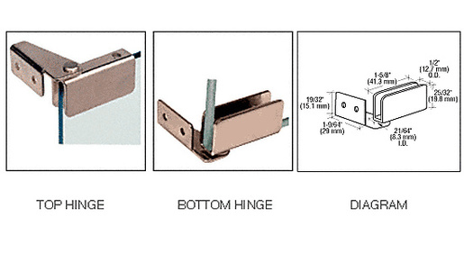CRL GDH86BR Brass Recessed Glass Door Hinge
