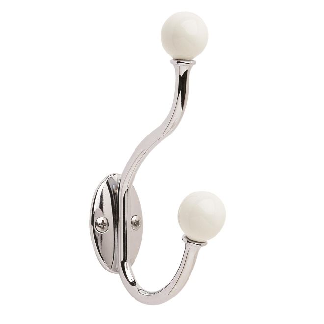 Amerock H55469W26 Globe Hook Coat Hat Rack – White/Chrome