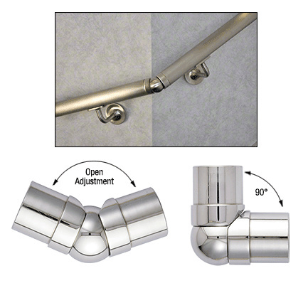 CRL HR15ADJPS Polished Stainless Adjustable Flush Corner for 1.5″ Tubing