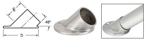 CRL HR15AFBS Brushed Stainless 45 Angle Flange for 1.5″ Tubing