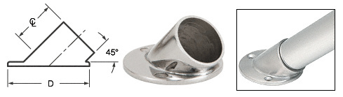 CRL HR15AFPS Polished Stainless 45 Angle Flange for 1.5″ Tubing