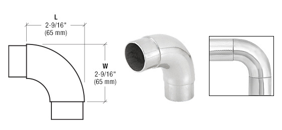 CRL HR15CPS Polished Stainless 90 EZ Radius Corner for 1-1/2″ Tubing
