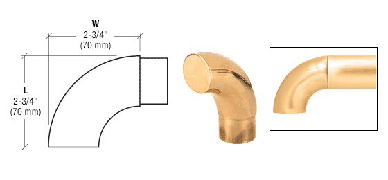 CRL HR15RPB Polished Brass 90 Flush Angle End for 1.5″ Tubing