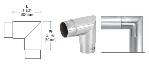 CRL HR20MCPS Polished Stainless 90 Mitered Corner for 2″ Tubing