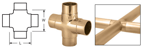CRL HR20NPB Polished Brass Flush Cross for 2″ Tubing