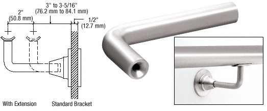CRL HR2DXPS Newport Series Polished Stainless Extension Arms for HR2D Brackets