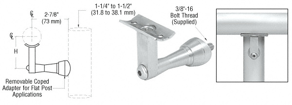CRL HR2SPMA Manhattan Series Post-Mounted Aluminum Handrail Bracket