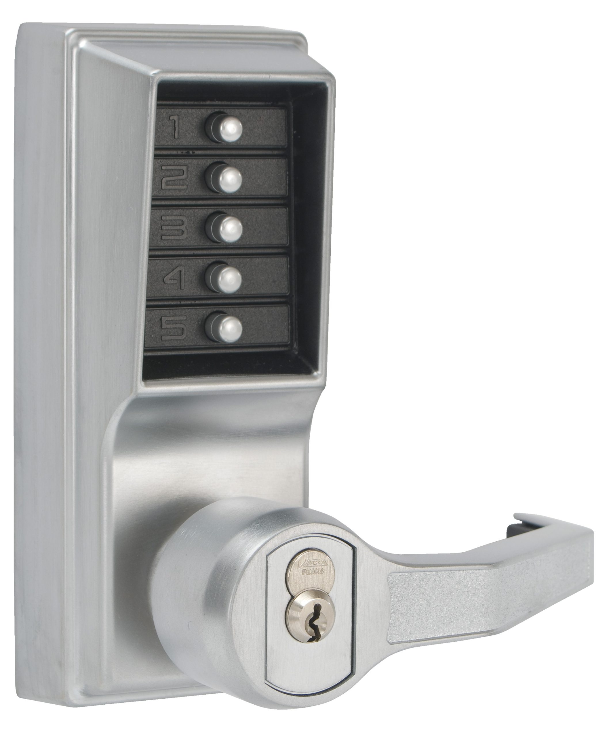 Dormakaba LL1021R26D Left Hand Pushbutton Lever Lock w/ Key Override, Satin Chrome, Sargent Prep