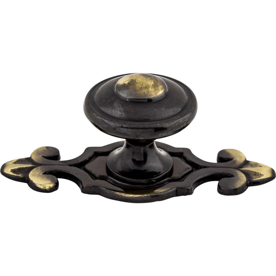 Britannia Canterbury Knob 1-1/4″ Dia w/Backplate Dark Antique Brass Top Knobs M28