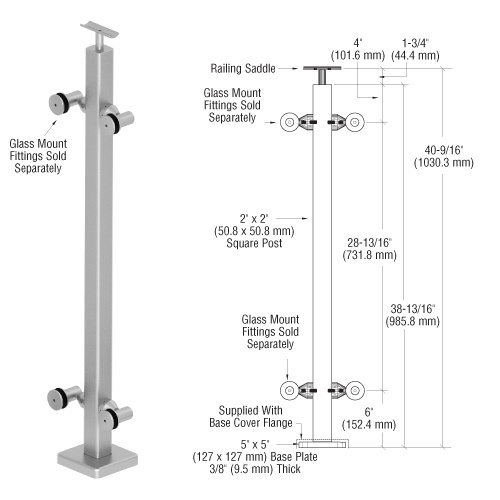 CRL P142CBS 316 Brushed Stainless 42″ P1 Series 180 Center Post Railing Kit
