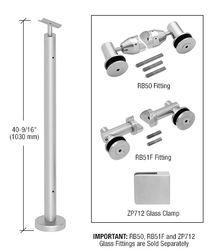 CRL P7F42CBS Brushed Stainless 42″ P7 Series 180 Center Post Railing Kit