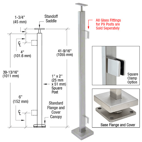 CRL P942EBS Brushed Stainless 42″ P9 Series End Post Railing Kit