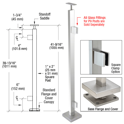CRL P942EPS Polished Stainless 42″ P9 Series End Post Railing Kit