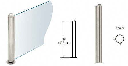 CRL PP09LBS Brushed Stainless 18″ Round Elegant Series Corner Post PP09