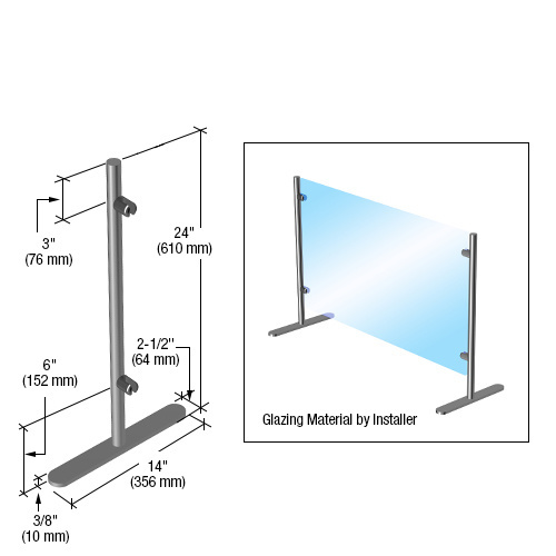 CRL PP24E Round Portable Partition End Post, 24″ (610 mm)