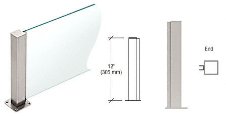 CRL PP43EBS Brushed Stainless 12″ High 1.5″ Square Plaza Series End Post PP43