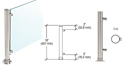 CRL PP45EBS Brushed Stainless 18″ High 1.5″ Round PP45 Counter/Partition End Post