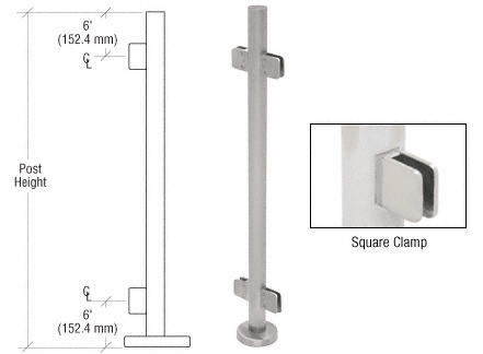 CRL PS36CBS Brushed Stainless 36″ Square Glass Clamp 180 Railing Kit