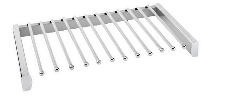 24″ Deluxe Pull-Out Pants Rack with Soft-Close Satin Chrome Sidelines PSCSL-2414SC-SC-1