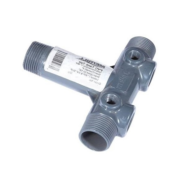 Merrill PVCAT100CS 1″ MIP Dark Gray PVC Tank Tee, 1/2″ Drains, 5″ Long