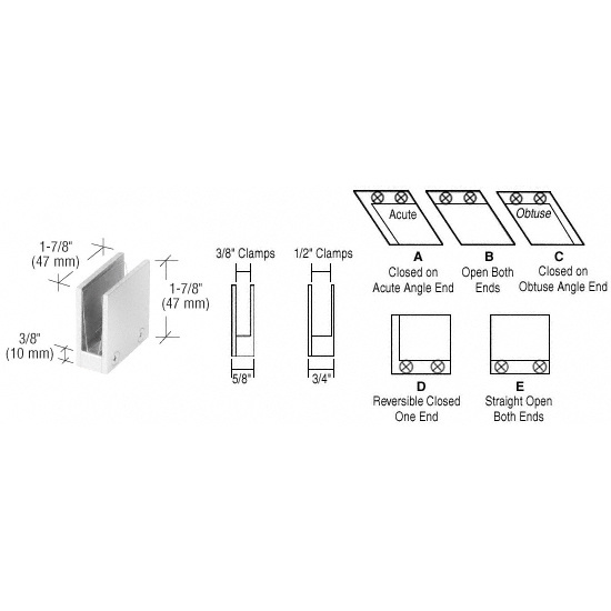 CRL RH1112CH Chrome 1/2″ Type ‘E’ 90 Open Center Clamps for Railings