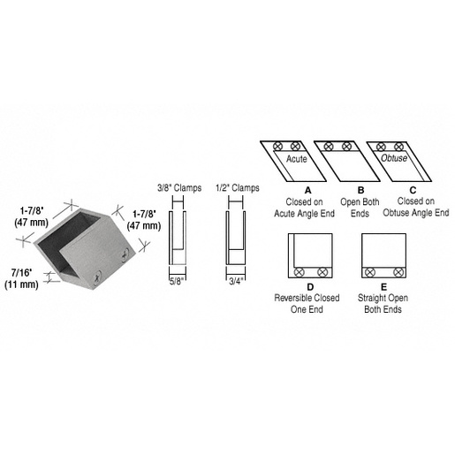 CRL RH3312BN Brushed Nickel 1/2″ 52 Slant Acute End Clamp Type A for Railings