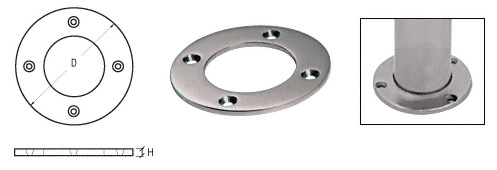 CRL SA25BS Brushed Stainless Round Base Plate for 1.5″ Tubing