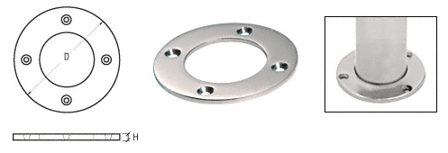 CRL SA25PS Polished Stainless Round Base Plate for 1.5″ Tubing