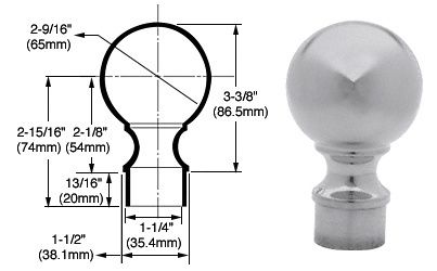 CRL SA381BS Brushed Stainless Steel Ball End Cap for 1.5″ Tubing