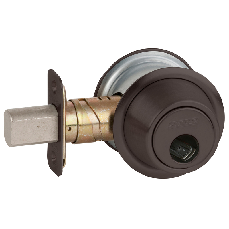 Schlage B562L643E Grade 2 Double Cylinder Deadbolt, Aged Bronze, Less Cylinder, 12287 Latch