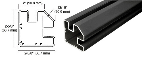 CRL SP936BL Matte Black 36″ 2″ x 2-5/8″ Square 90 Post