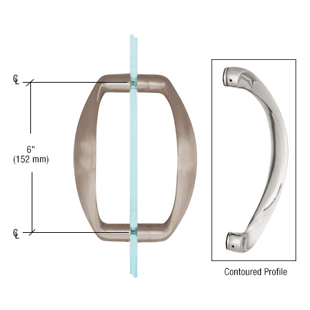 CRL SSDP6BN Brushed Nickel 6″ Back-to-Back Sculpted Solid Pull Handle