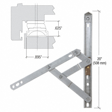 CRL WH62042 20″ Heavy-Duty Stainless Steel Project-Out Hinge