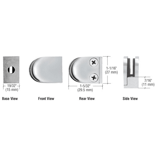 CRL ZMF06PS Polished Stainless Mini Z-Series Round Glass Clamp with Flat Base