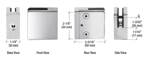 CRL ZP912PS 316 Polished Stainless Flat Base Clamp for 1/2″ 9/16″ Glass