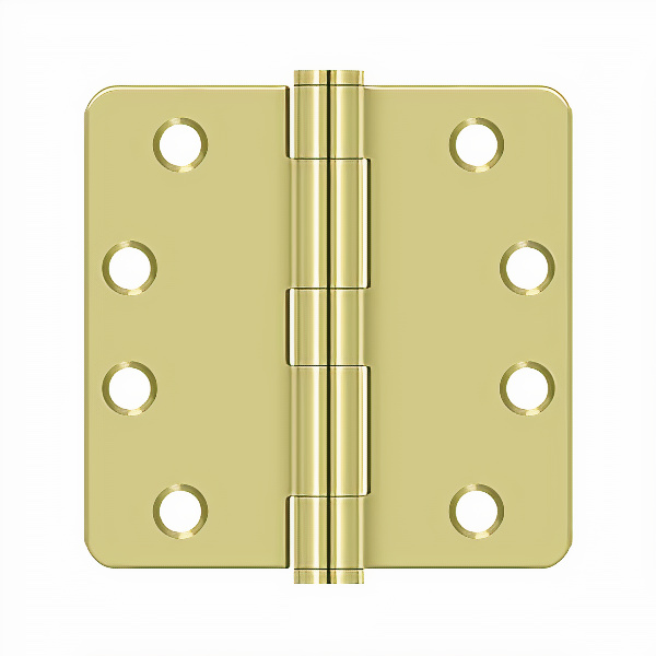 Deltana S44R4HD3 4″ x 4″ x 1/4″ Radius Heavy-Duty Polished Brass Hinge