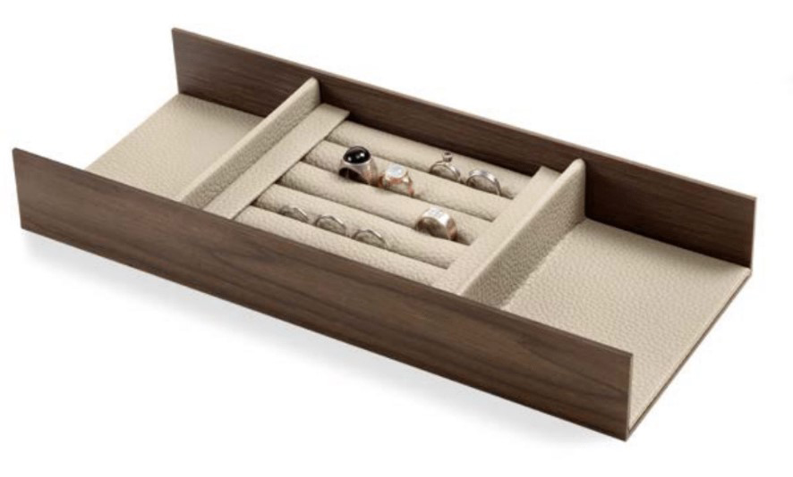 HPL Drawer Insert with Ring-Holder 14-3/16″ L Walnut/Toffe White Imitation Leather Bulk-4 Salice YE80CXNA07G6B